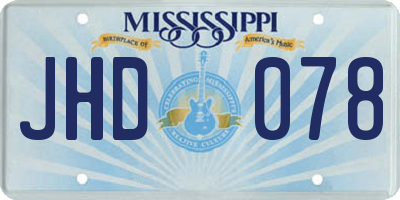 MS license plate JHD078