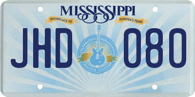 MS license plate JHD080