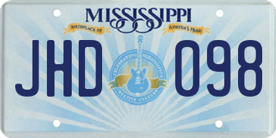 MS license plate JHD098
