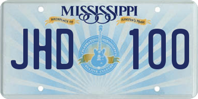 MS license plate JHD100