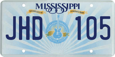 MS license plate JHD105