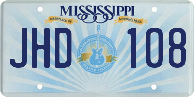 MS license plate JHD108