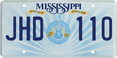 MS license plate JHD110