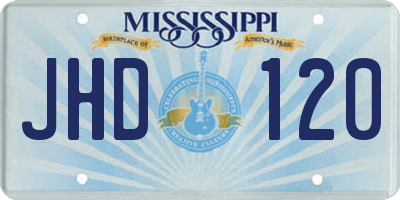MS license plate JHD120