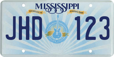 MS license plate JHD123