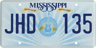 MS license plate JHD135