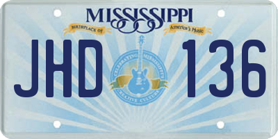 MS license plate JHD136