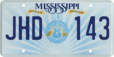 MS license plate JHD143