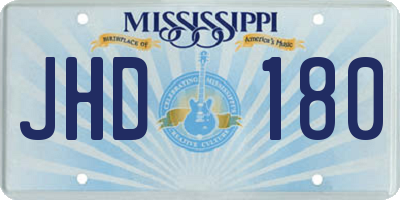 MS license plate JHD180