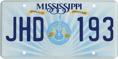 MS license plate JHD193