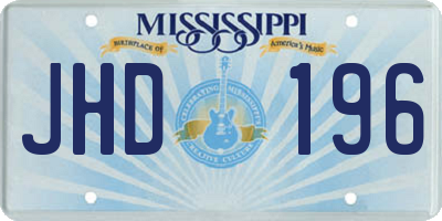 MS license plate JHD196
