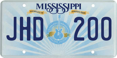 MS license plate JHD200