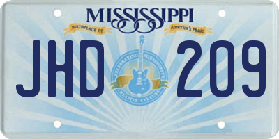 MS license plate JHD209