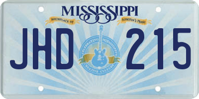 MS license plate JHD215