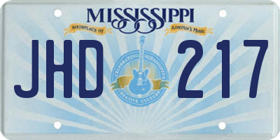 MS license plate JHD217