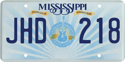 MS license plate JHD218