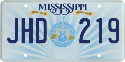 MS license plate JHD219