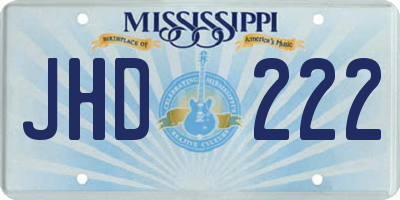 MS license plate JHD222
