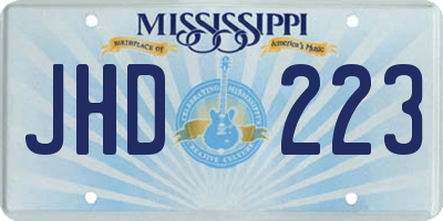 MS license plate JHD223