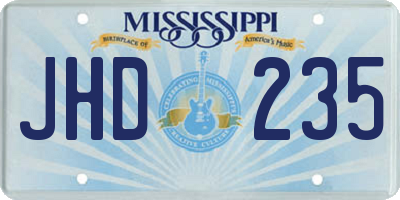 MS license plate JHD235