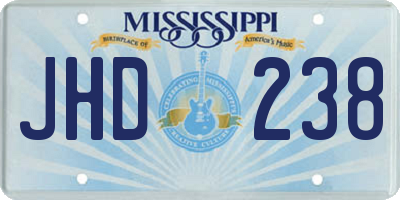 MS license plate JHD238