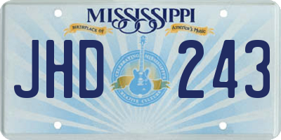 MS license plate JHD243