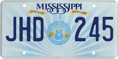 MS license plate JHD245