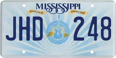 MS license plate JHD248