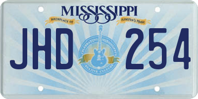 MS license plate JHD254