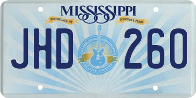 MS license plate JHD260