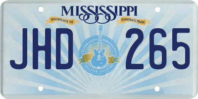 MS license plate JHD265