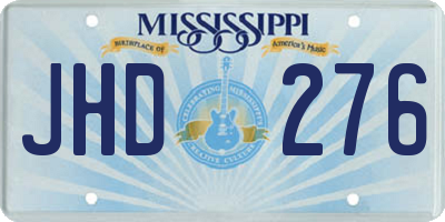 MS license plate JHD276