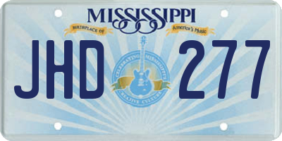 MS license plate JHD277