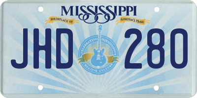 MS license plate JHD280
