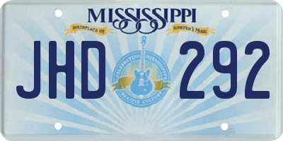 MS license plate JHD292