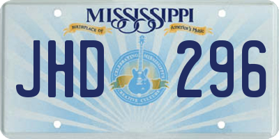 MS license plate JHD296