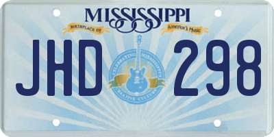 MS license plate JHD298