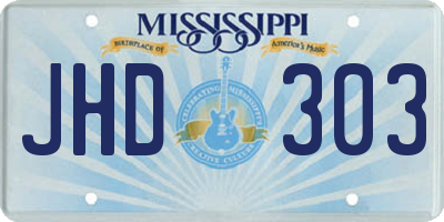 MS license plate JHD303