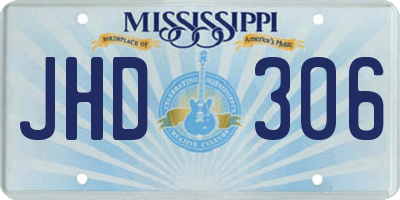 MS license plate JHD306