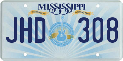MS license plate JHD308
