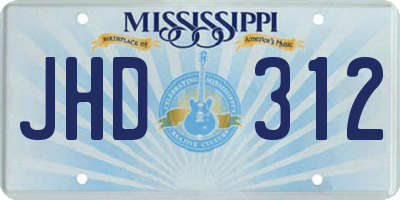 MS license plate JHD312