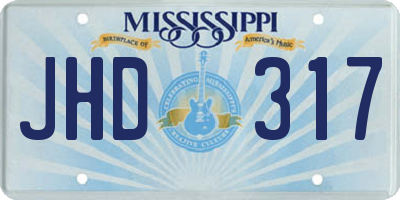 MS license plate JHD317