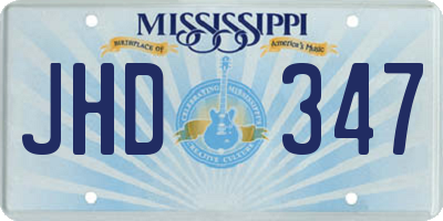 MS license plate JHD347