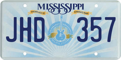 MS license plate JHD357