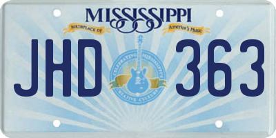 MS license plate JHD363