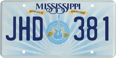 MS license plate JHD381