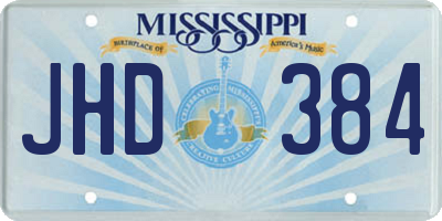 MS license plate JHD384