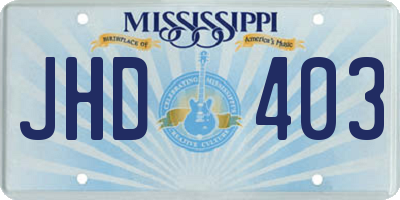 MS license plate JHD403