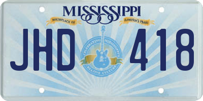 MS license plate JHD418