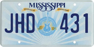 MS license plate JHD431